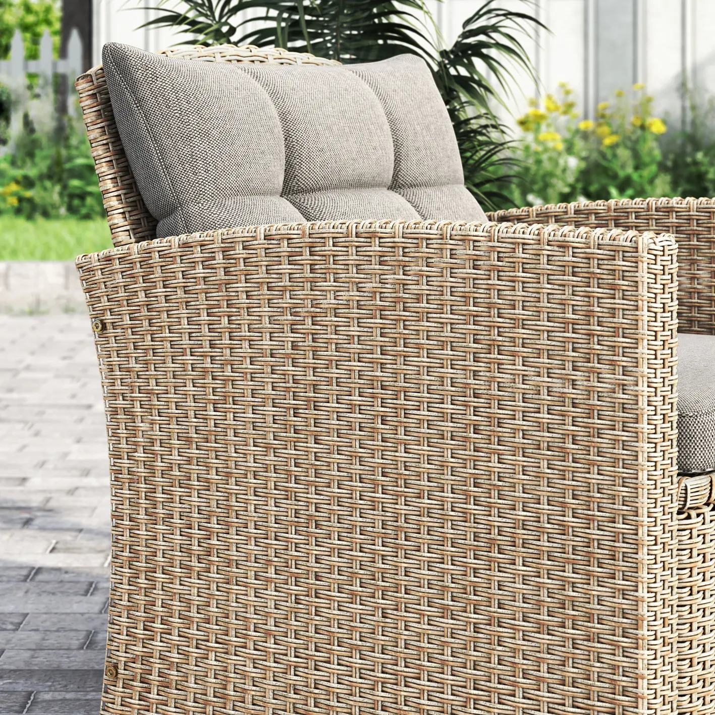【Furniture】Corvus Armitage 8-piece Outdoor Wicker Sofa Set with Cushions - Light Grey