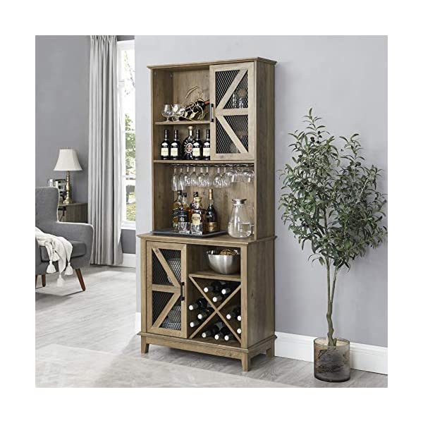 Home Source Bar Cabinet and Coffee Station (Charcoal)