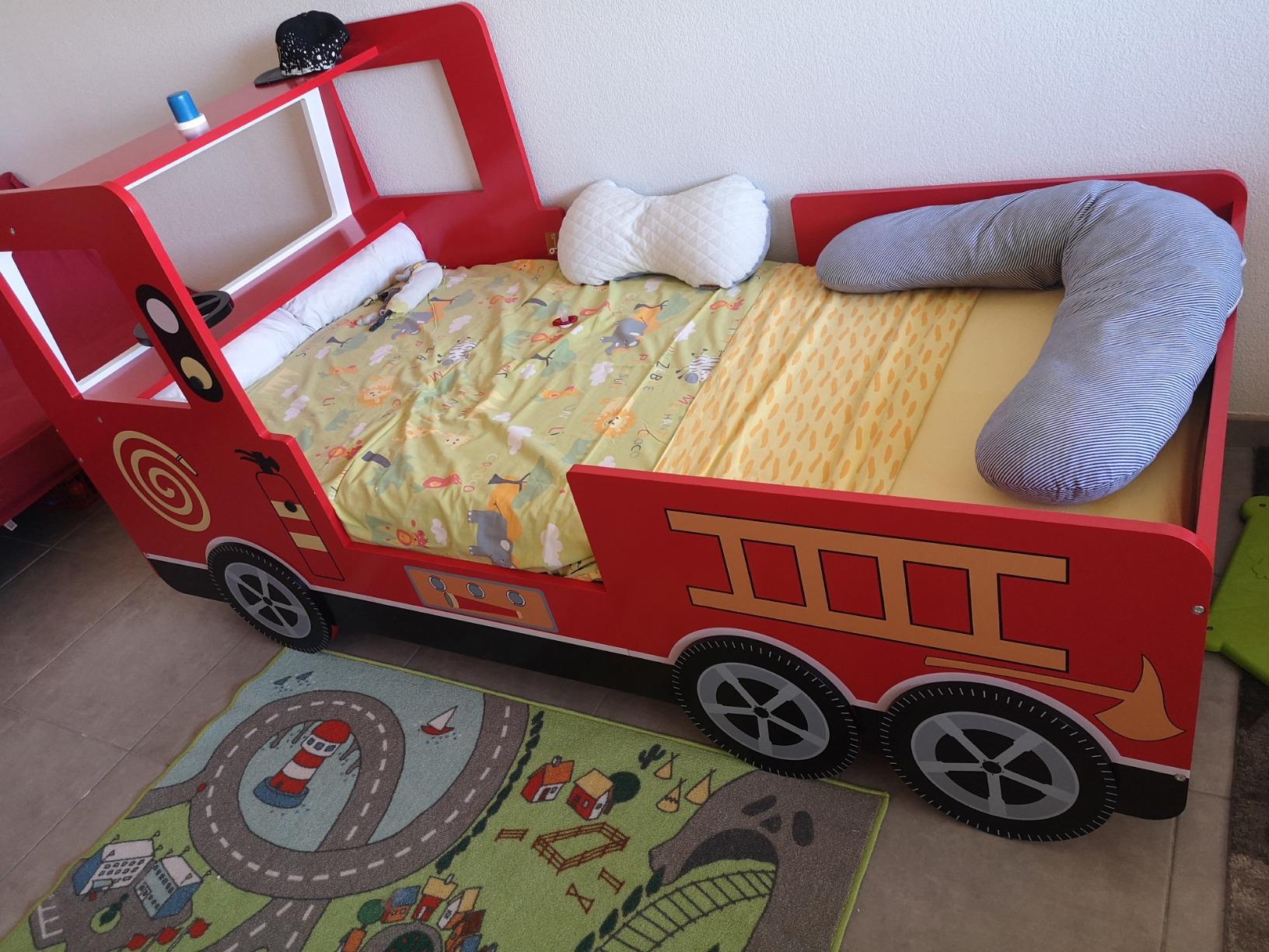 【Furniture】Children's Bed Frame Red Fire Truck Imitation Kids Bed Car Vehicle Bedroom Furniture Toddler's Bed