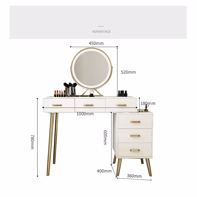 Nordic Light Luxury Dressing Table Bedroom Net Red Ins Wind Storage Cabinet Integrated Modern Minimalist Small Apartment Dressing Table 0018