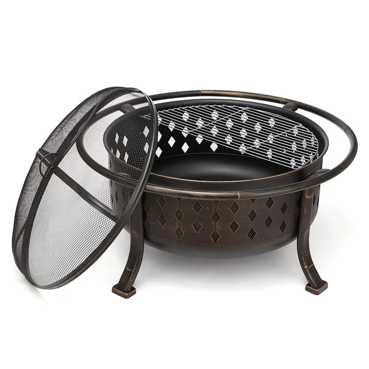 23'' H x 36'' W Steel Wood Burning Outdoor Fire Pit